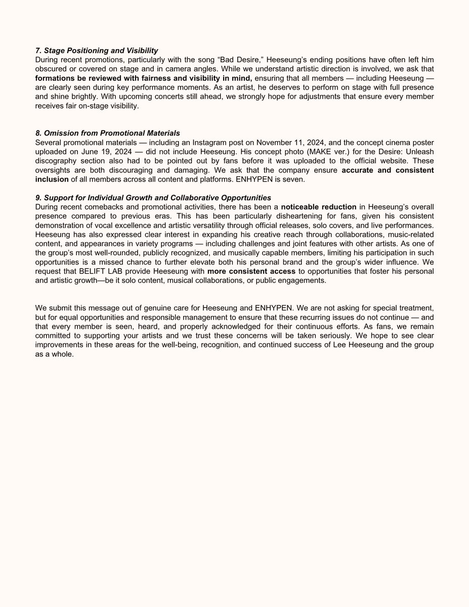 LHS PROTECTION TEAM (@protectheeseung) on Twitter photo The need to hold the company accountable for consistently neglecting the well-being of the artists it depends on matters.
HEESEUNG deserves fair treatment, proper support & protection.
TREAT HEESEUNG BETTER
#OneWithHEESEUNG
#BELIFTLABDoBetter
#언제나_희승을_지키자
<a href="/BELIFTLAB/">BELIFT LAB</a> The need to hold the company accountable for consistently neglecting the well-being of the artists it depends on matters.
HEESEUNG deserves fair treatment, proper support & protection.
TREAT HEESEUNG BETTER
#OneWithHEESEUNG
#BELIFTLABDoBetter
#언제나_희승을_지키자
<a href="/BELIFTLAB/">BELIFT LAB</a>