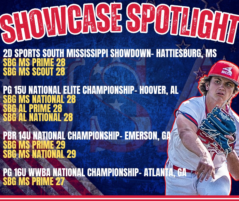 What better way to spend Independence Day weekend than on the diamond! Best of luck to all of our High School Showcase teams representing SBG and USA! 

For all of those who have the weekend off, we hope you have a great weekend and safe traveling if you're hitting the road. 🇺🇸