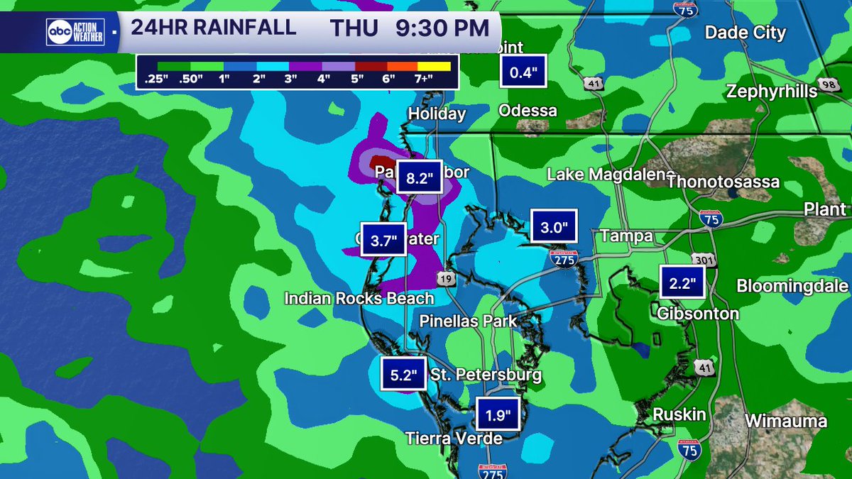 In typical Florida weather fashion, some areas Doppler estimates of 8" of rain since midnight and other areas, not a drop. Try forecasting that nonsense.