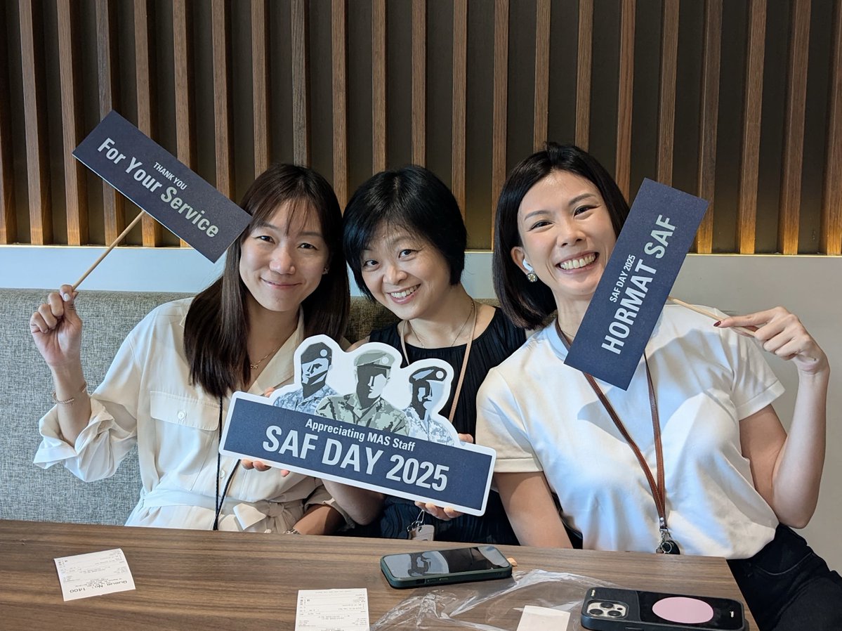 This SAF Day, MAS came together over coffee and conversation to honour those who serve. We’re proud to receive the 2024 Total Defence Advocate Award – the highest accolade conferred for three years – affirming our commitment to Singapore’s security.

#SAFDay2025 #MAS