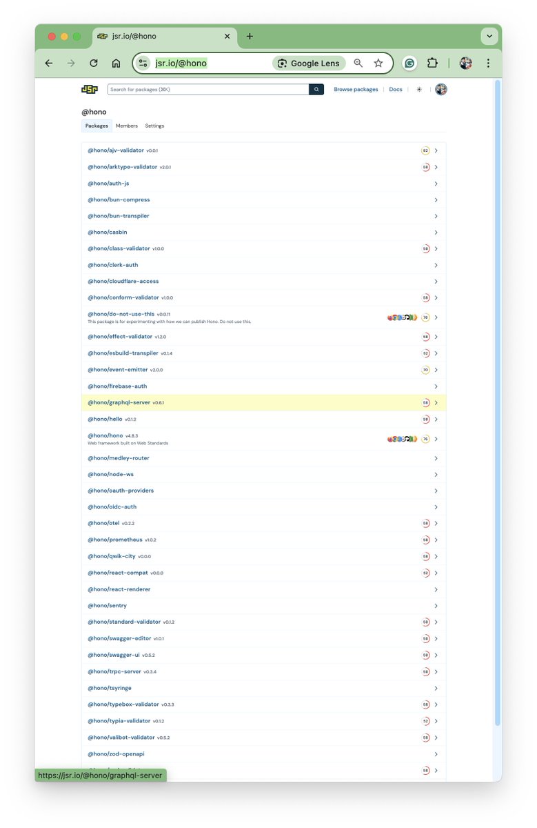 honojs's tweet image. Now, some middleware are on JSR! So, you can use both `hono` and Zod Validator on JSR without throwing a type error.
jsr.io/@hono