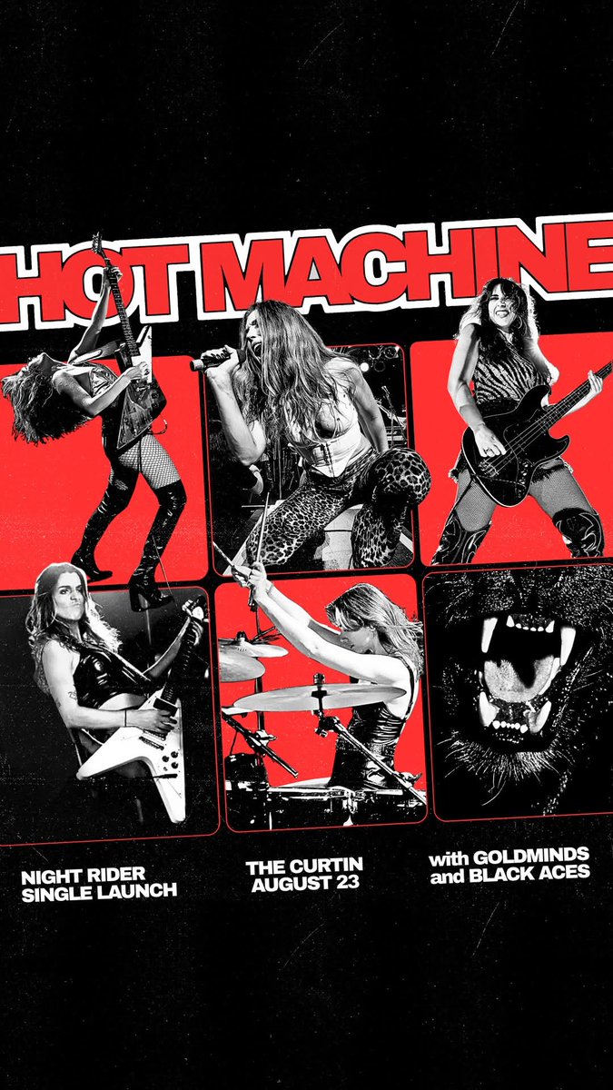 Pumped to be joining Hot Machine at The Curtin August 23rd as they celebrate the release of their new single "Night Rider" 🔥 We'll be joined local legends Goldminds as well. Killer line-up! ⚡⚡

🎟️ linktr.ee/blackaces

#BlackAcesRock #HardRock #PubRock #AussieRock