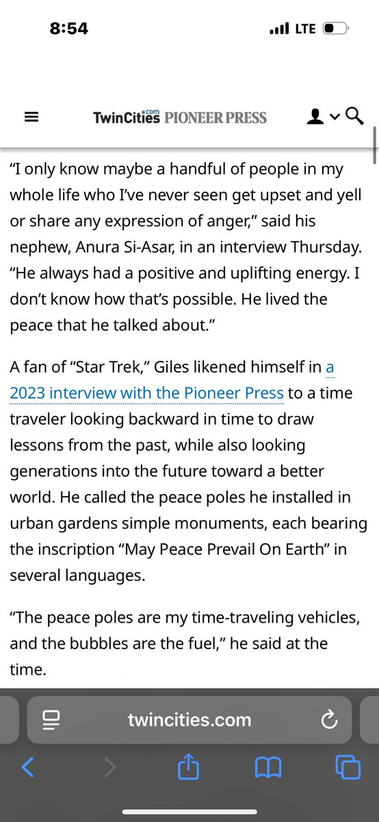 “I only know maybe a handful of people in my whole life who I’ve never seen get upset or yell or share any expression of anger. … He always has a positive and uplifting energy. I don’t know how that’s possible. He lived the peace that he talked about.”