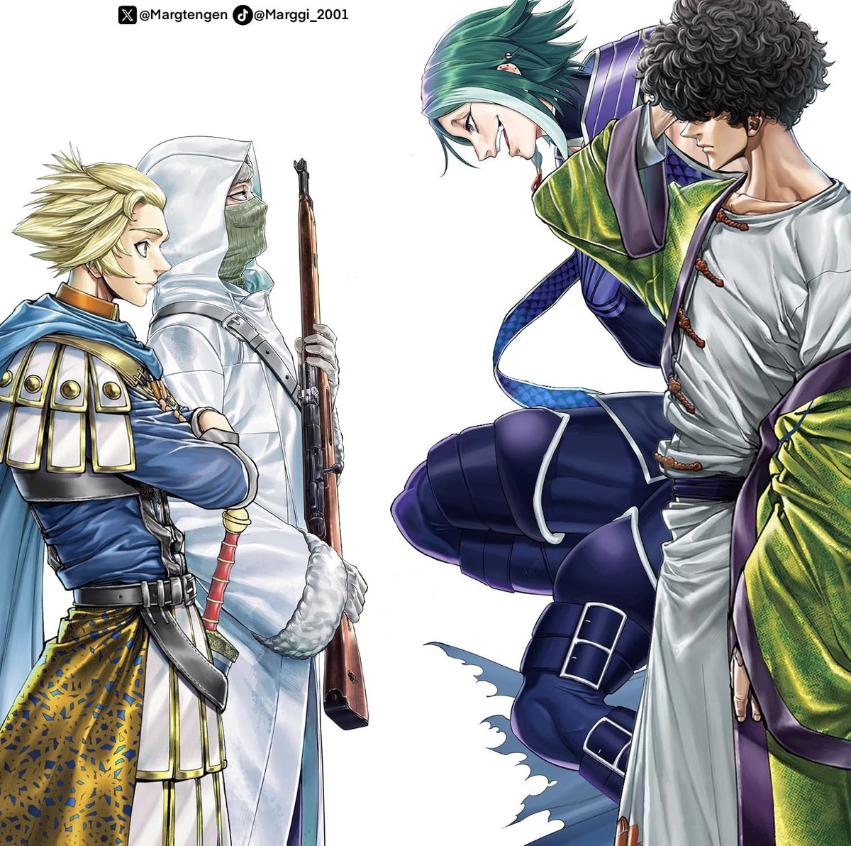 Redraw portada crossover Shuumatsu no Valkyrie x Tengen Hero Wars peleas actualmente que están ocurriendo en los dos mangas. (Fanmade)

Alejandro magno con Simo hayha 
Han xin con Loki 

#shuumatsunovalkyrie #終末のワルキューレ  #Tengenherowars #Tengeneiyuutaisen