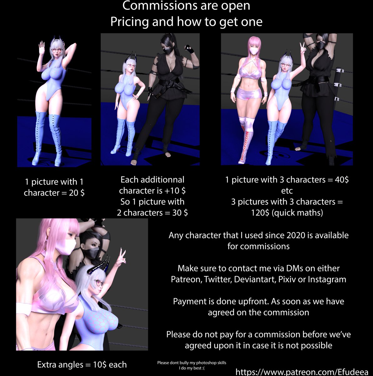 Until the end of this month, commissions with 2 characters will be at 20$ instead of 30