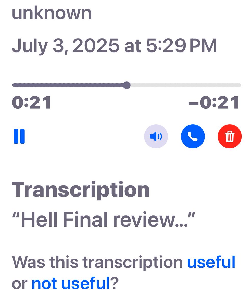 So phone call today which I see at 5:55.--thank you Gigi for another great time.
Next photo shows the transcribed voice mail from unknown!
Phew! What a relief! 
😅😂😅