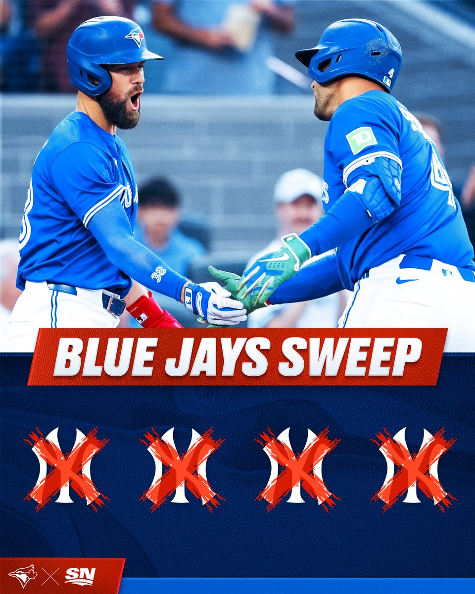 THE BLUE JAYS SWEEP THE YANKEES 🧹

They now take full ownership of the top spot in the AL East 🔝