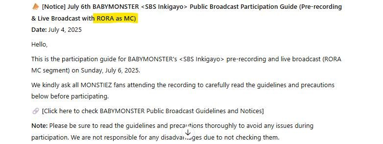 RORA SPECIAL MC ON INKIGAYO????? GOD HEARD OUR PRAYERS FINALLY 😭😭😭😭

#RORA #로라 #BABYMONSTER #베이비몬스터