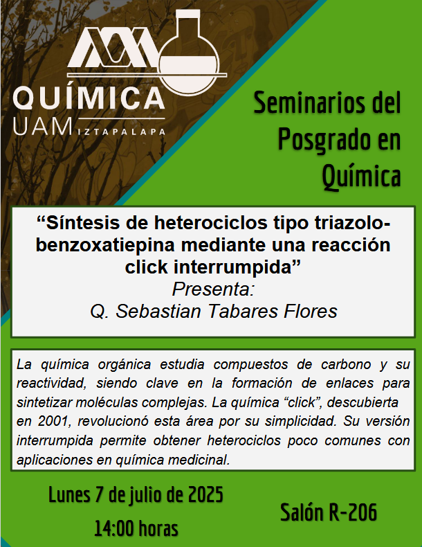 Te invitamos a nuestro próximo seminario del Posgrado en Química!