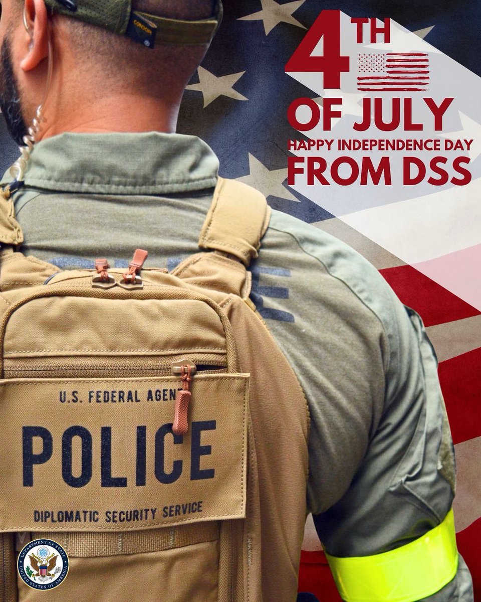 StateDeptDSS's tweet image. Happy 4th of July from all of us at the Diplomatic Security Service! We wish everyone a safe and enjoyable Independence Day. #DSS 🇺🇸🇺🇸🇺🇸