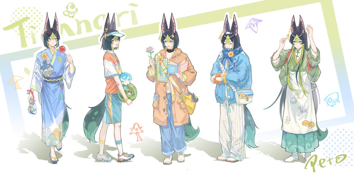 一些小提新衣服✨
最开始其实是为了画古装，后来看着有点少于是就添了几件（因为想做立牌hh）
#Tighnari #原神 #提纳里 #GenshinImpact