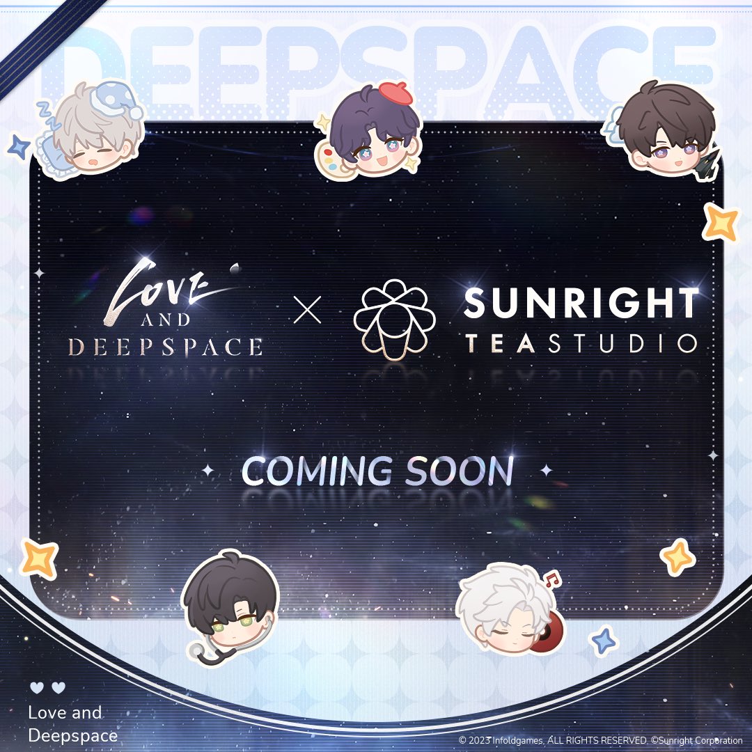 <a href="/love_deepspace/">Love and Deepspace</a> x <a href="/SunrightTea/">Sunright Tea Studio</a> limited-time collaboration has been confirmed! 

Five custom drinks will be available in all US locations from 8/9-8/22

Details of the collaboration will be announced before the launch. Deepspace Hunters, stay tuned! 

#LADSxSunrightTeaStudio
