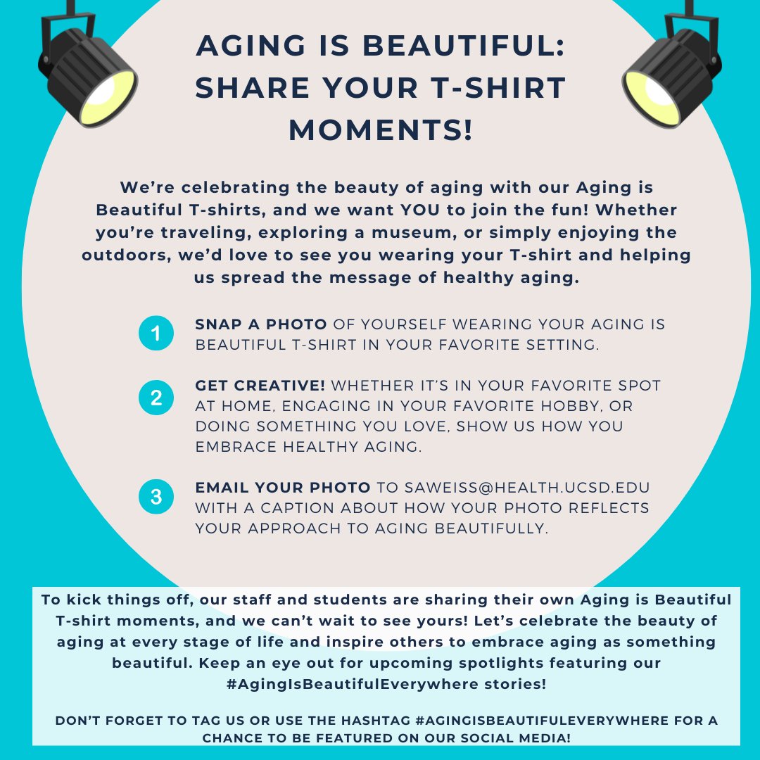 👕 Have a favorite place, person, or moment that celebrates aging? Snap a pic in your Aging is Beautiful T-shirt and share it with us!  

Don’t have a shirt yet? Grab yours and join the movement to show that healthy aging happens everywhere. 📷#AgingIsBeautifulEverywhere