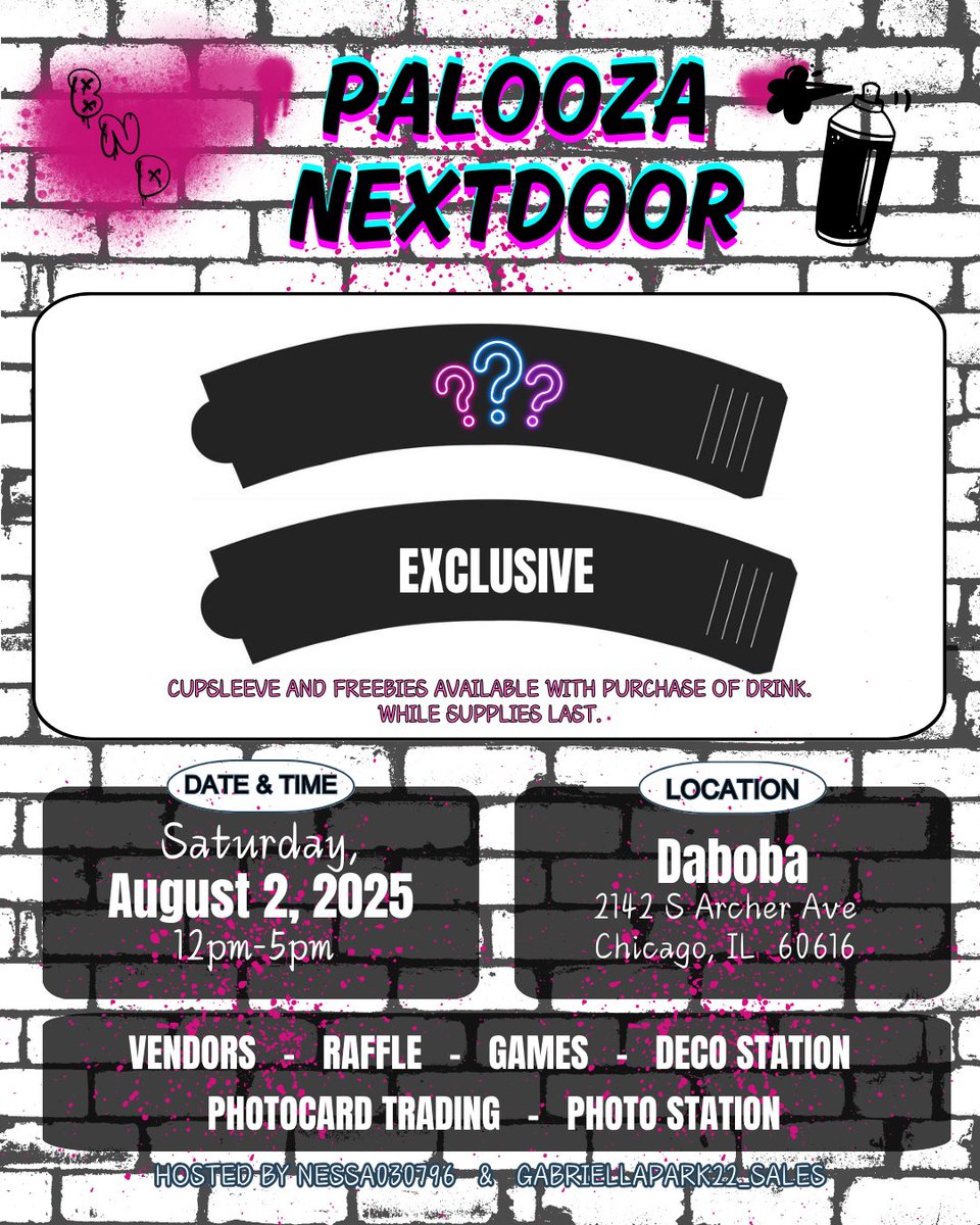Join us for a cupsleeve event the day before BoyNextDoor is scheduled to appear at Lollapalooza~

⚠️ Seeking for a few vendors who may be interested vending, application form can be found in my bio

⚠️ cupsleeve, tiers, and giveaway reveal coming soon 🩵