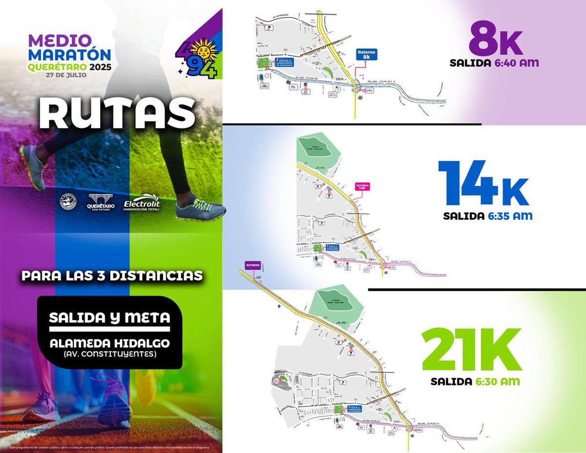 🏃‍♀️🏃‍♂️ ¡Ya están listas las rutas del Medio Maratón Querétaro 2025! 
Prepárate para vivir una experiencia única corriendo por las calles de nuestra ciudad.

▪️Conoce los recorridos completos y empieza a entrenar desde hoy.