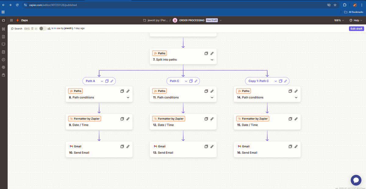 _evasnow's tweet photo. Built an automation for a global e-com client.
One form. Multiple countries. Needed different shipping dates per location.
🔁 Solution? @zapier  Paths.
🇨🇦 ➕ 3 days
🇺🇸 ➕ 7 days
🌍 ➕ 1 month
One Zap. Smart choices. Tailored emails.
Let your automations think. Use Paths.
#Zapier https://t.co/z92uQLHKb1