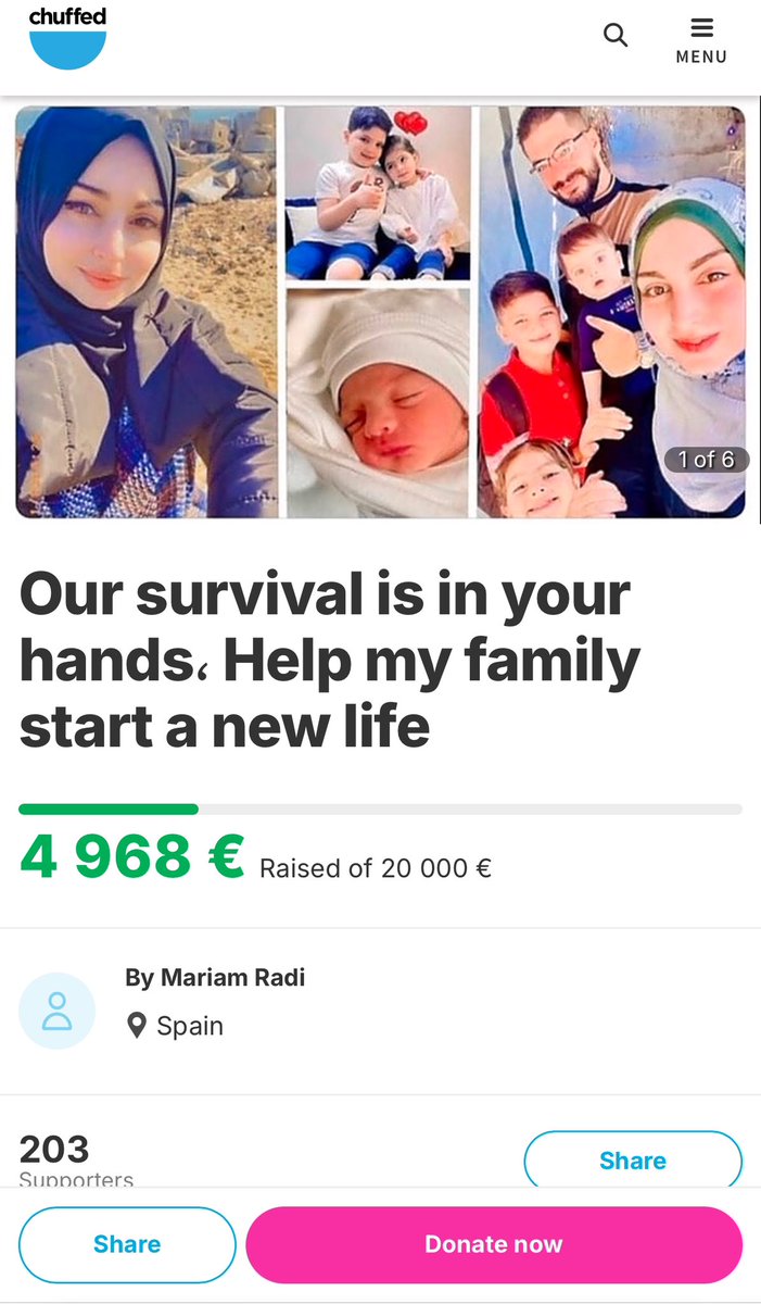 Only €32 left to reach the goal of 5,000. ‼️

Who can help Maryam reach this goal? 

If you can't donate, share this.

🔗chuffed.org/project/119379…

🔗USDT Tron(TRC20)
TLiNSA4ka9dLrgtPiguHAATXck5NUP6dr9