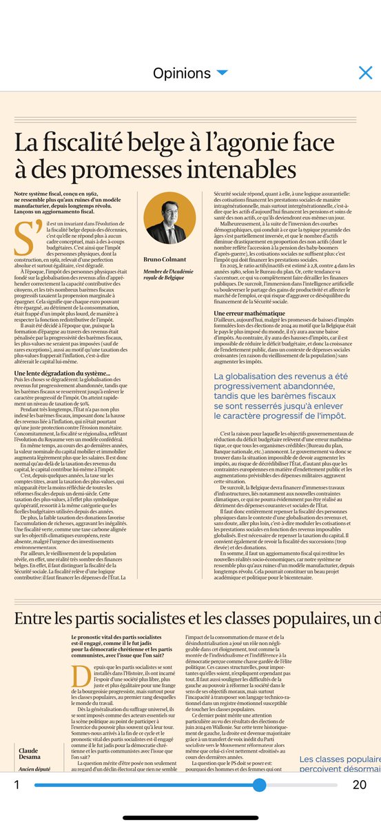 Je publie ce jour dans l’Echo un texte sur la nécessité impérieuse d’une profonde réflexion sur l’impôt des personnes physiques.