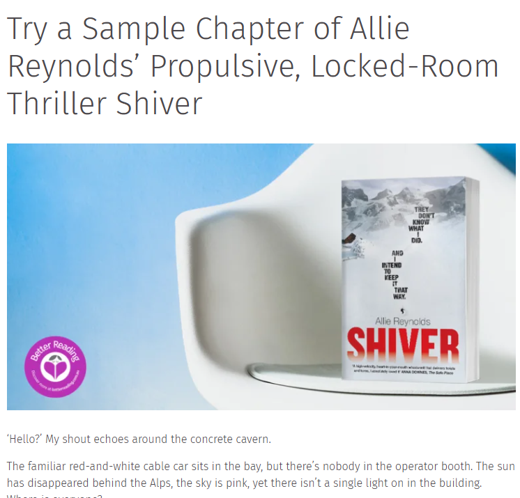 It's mid-winter here in Australia, so it's the perfect time for a chilly thriller! Download the first 30 pages of #Shiver free here:
betterreading.com.au/review/see-why…