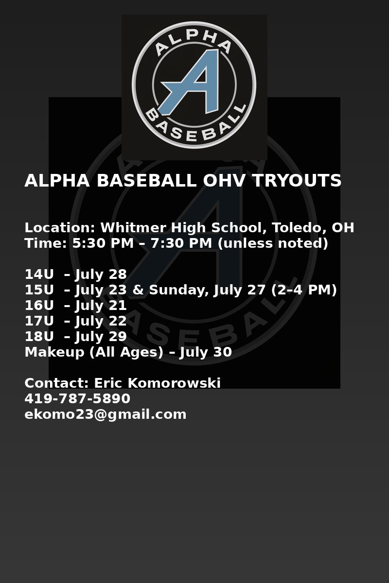 Alpha Baseball Club OHV (@alphabsbl) on Twitter photo Join our 419 teams today. Register online at forms.gle/TbXFSL2ygiEwRUβ¦
<a href="/WOWfactor419/">15U WOW FACTOR 419</a> Join our 419 teams today. Register online at forms.gle/TbXFSL2ygiEwRUβ¦
<a href="/WOWfactor419/">15U WOW FACTOR 419</a>