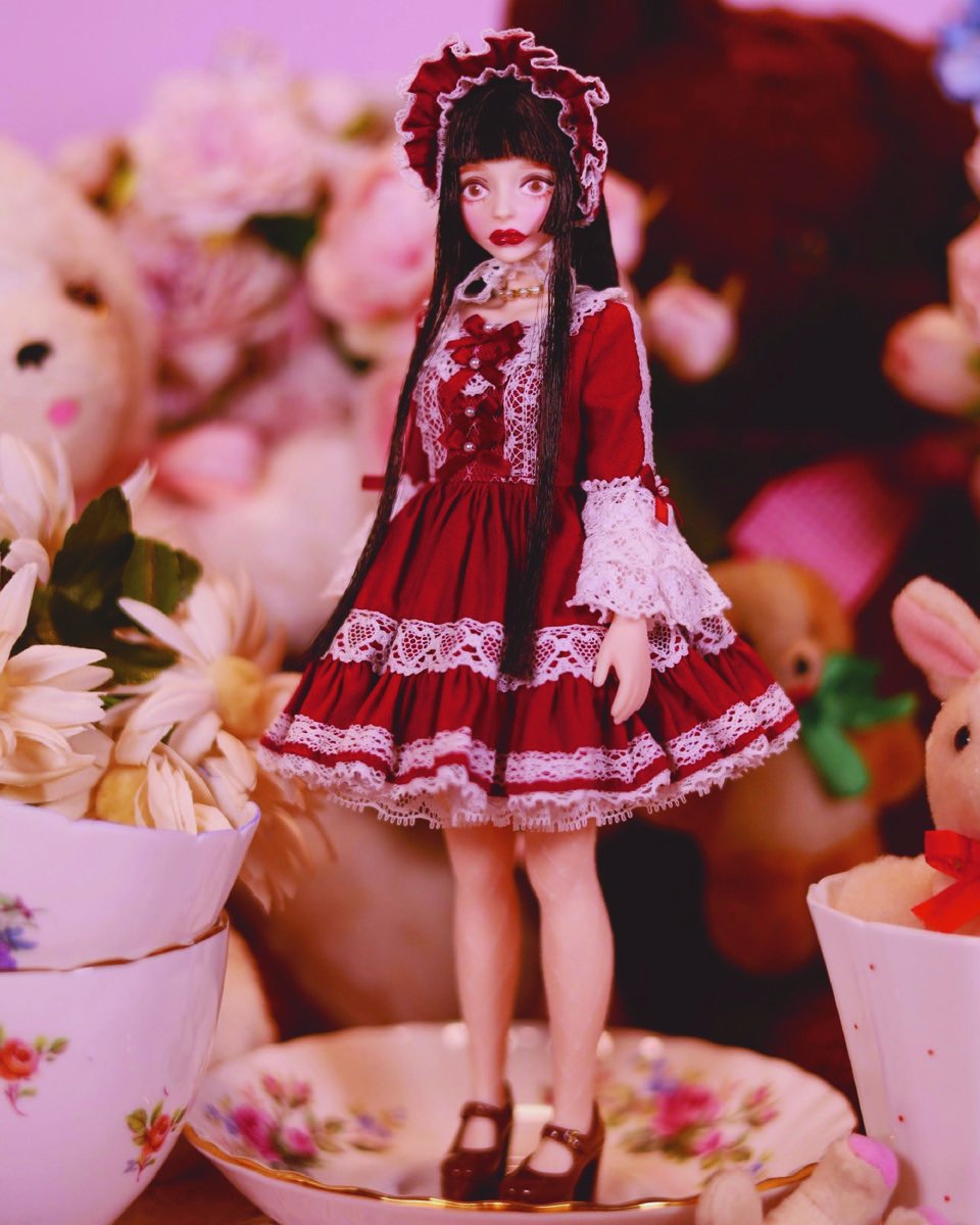 良品⭐️オダニミユキ❤️チェリーちゃん用OFクリノリンドレスフルセット✨黒 Dollybird vol.37「be my baby!Cherry ドレスセット」 | Dollybird