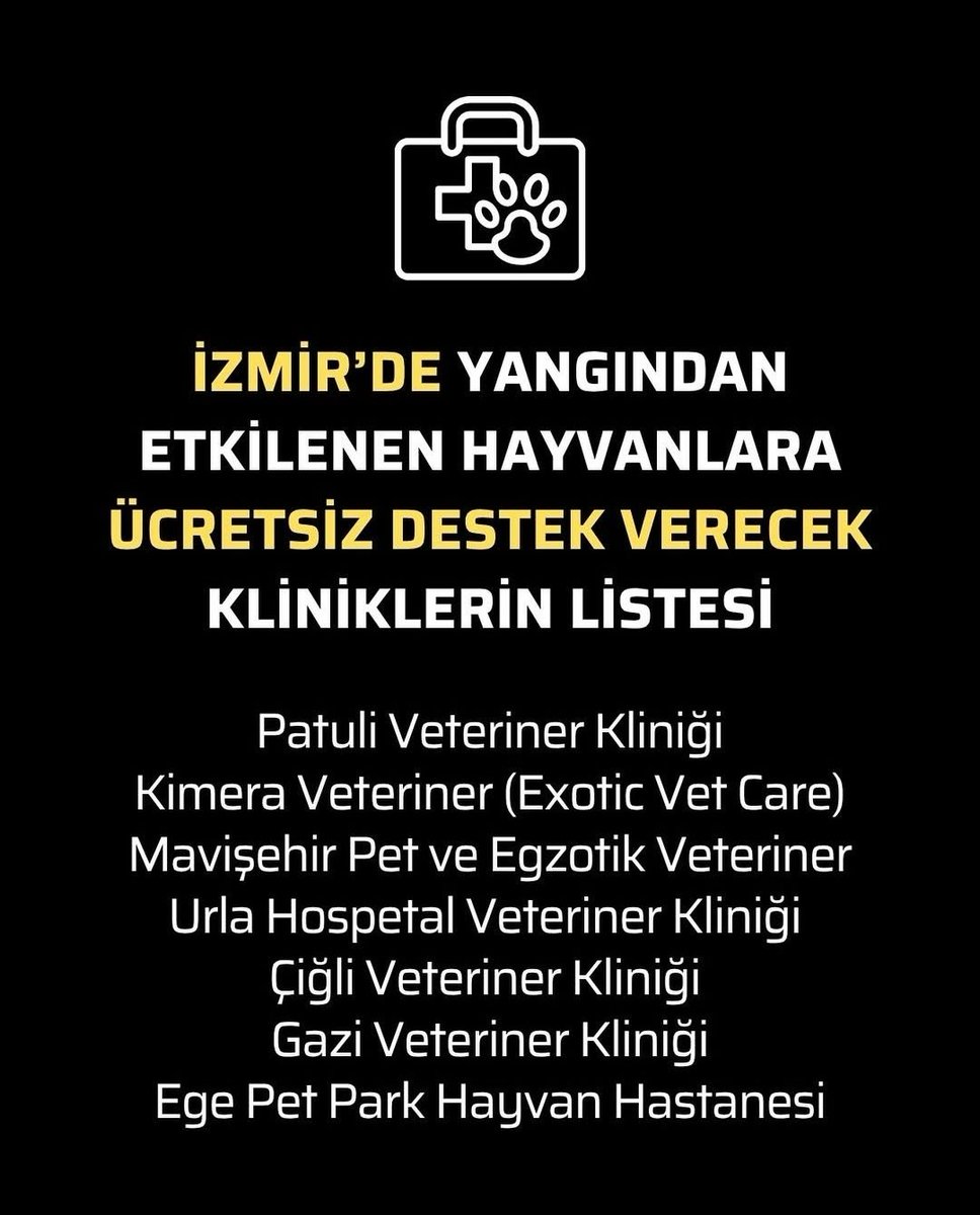 📌
Urla Animora Veteriner Kliniği
Özel İzmir Hayvan Hastanesi
Luna Veteriner Kliniği 
Truva Veteriner Kliniği 
Karma Veteriner Kliniği 
Seferihisar Meditrina Veteriner Kliniği