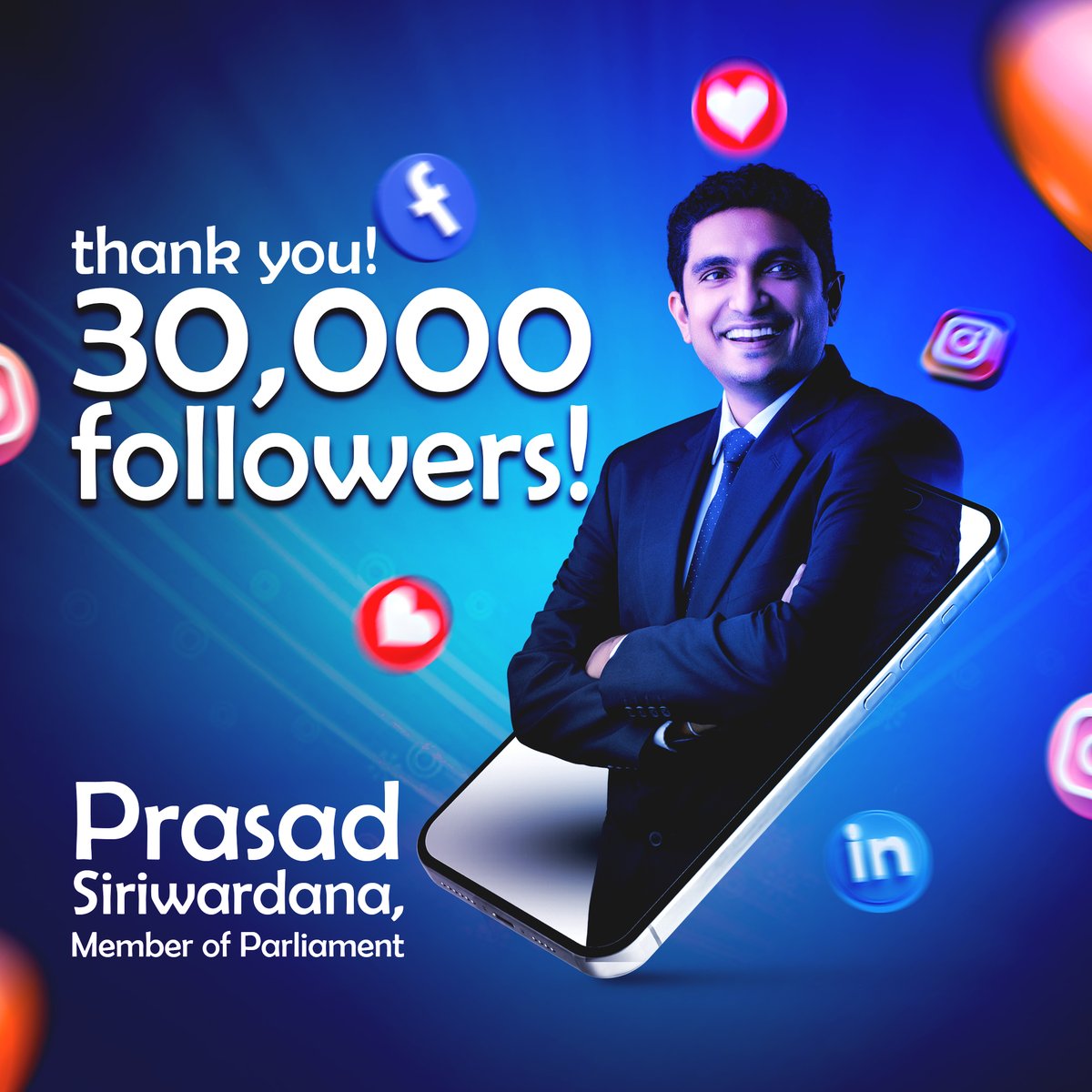 🎉 Thank you for 30,000 followers on Facebook!

I'm truly grateful for your continued support, trust, and engagement on my official page 🙏

If you’ve been following a different page, here is the official one:
➡️ facebook.com/PrasadSiriward…

– Prasad Siriwardana, Member of Parliament