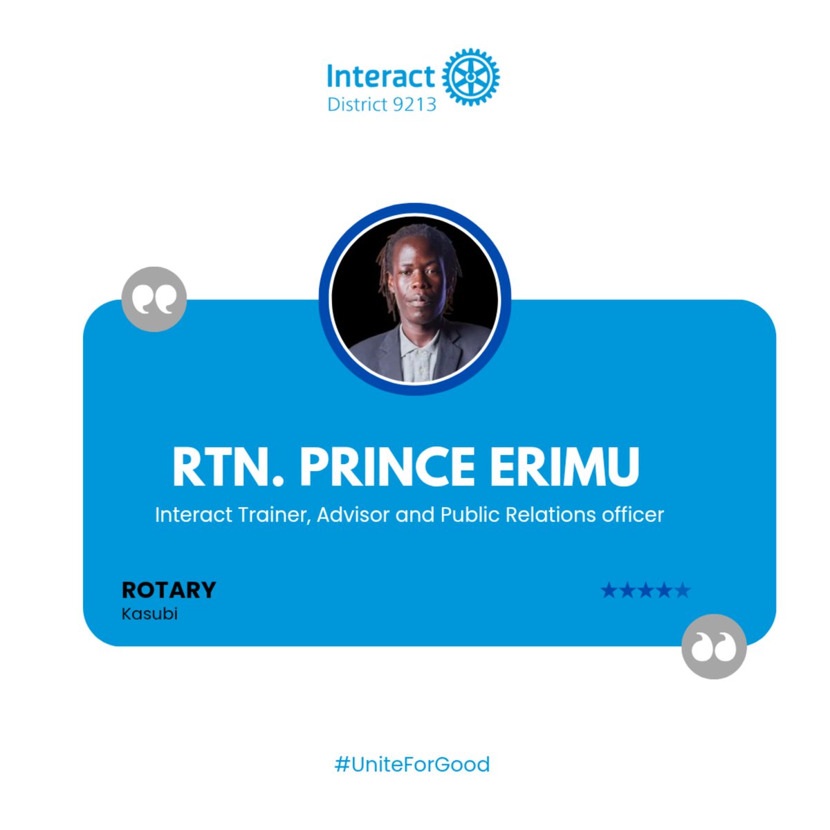 Meet the team
Rtn. <a href="/ErimuPrinceC/">Prince</a> from <a href="/KasubiRotary/">Rotary club of Kasubi</a>
#UniteForGood
#YouthService
#Interact