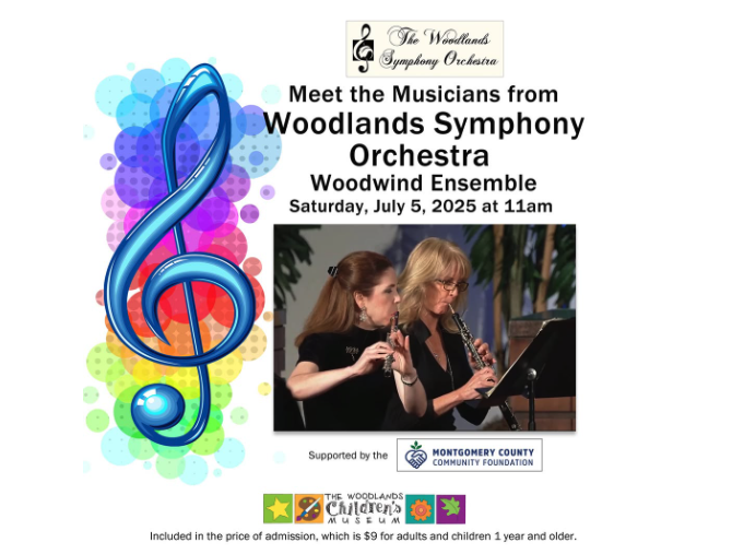 Young Texas Artists (@youngtxartists) on Twitter photo The Woodlands Children’s Museum will host a performance by The Woodlands Symphony Orchestra’s Woodwind Ensemble July 5. It’s a great way to introduce children to live music and honor America’s birthday.
bit.ly/TWCMtickets
<a href="/thewoodlandscm/">TW Children's Museum</a>
#ClassicalMusic #TexasArts The Woodlands Children’s Museum will host a performance by The Woodlands Symphony Orchestra’s Woodwind Ensemble July 5. It’s a great way to introduce children to live music and honor America’s birthday.
bit.ly/TWCMtickets
<a href="/thewoodlandscm/">TW Children's Museum</a>
#ClassicalMusic #TexasArts