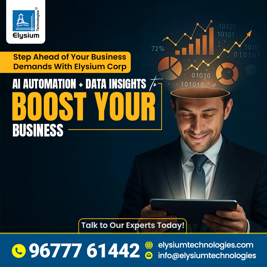 elysiumind's tweet image. 🚀Smarter Moves Start Your Business Demands with Elysium Technologies!
🌐 our website - elysiumtechnologies.com 

#ElysiumTechnologies #BoostYourBusiness #SmartBusinessSolutions #AIforBusiness #DigitalTransformation #BusinessAutomation #DataDrivenSuccess #NextGenSolutions