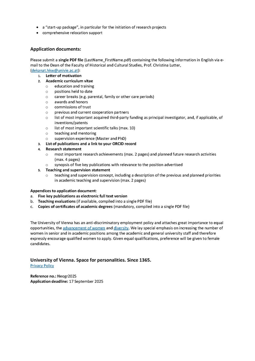 J. Preiser-Kapeller (@byzanzforscher) on Twitter photo #jobopportunity: At the Faculty of Historical and Cultural Studies, <a href="/univienna/">Universität Wien</a> seeks to appoint a
#FullProfessor of #ModernGreekStudies
(deadline 17 September 2025).
Please find further details via berufungsservice.univie.ac.at/fileadmin/user… #jobopportunity: At the Faculty of Historical and Cultural Studies, <a href="/univienna/">Universität Wien</a> seeks to appoint a
#FullProfessor of #ModernGreekStudies
(deadline 17 September 2025).
Please find further details via berufungsservice.univie.ac.at/fileadmin/user…