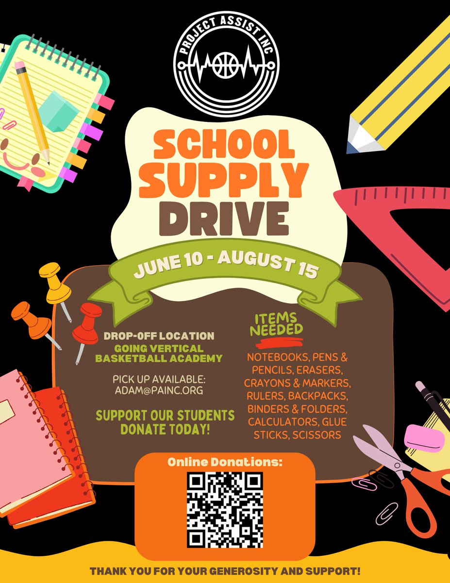 ProjAssistInc's tweet photo. ๐๐ Sign up now for the Back to School Battle hosted by Project Assist! Funds go directly to our Back to School Drive โ last year we donated 400+ backpacks filled with school supplies to kids who needed them most. We need your support to go even bigger this year. Letโs do this! https://t.co/gl520mG5wo