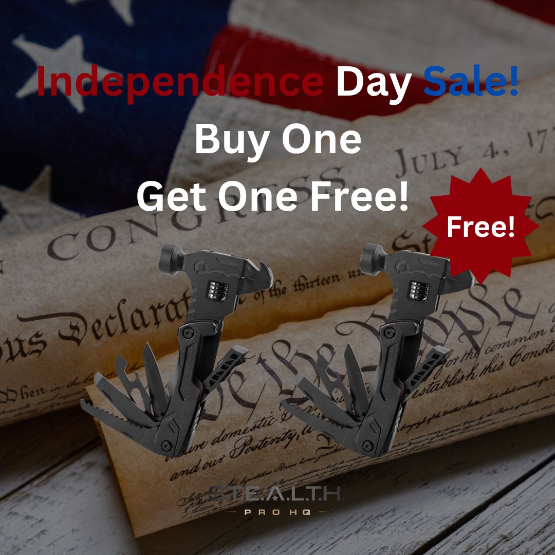 stealthprohq's tweet image. Happy Independence Day from @stealthprohq!! 🇺🇸 To celebrate, we’re excited to announce that when you buy a S.T.E.A.L.T.H. Pro HQ Backpack, IFAK Pouch, Emergency Blanket, Multi-tool, Flashlight, or Knife we’ll send you a second one for 🔔‼️FREE‼️🔔Offer valid through 7/6/25! 🇺🇸