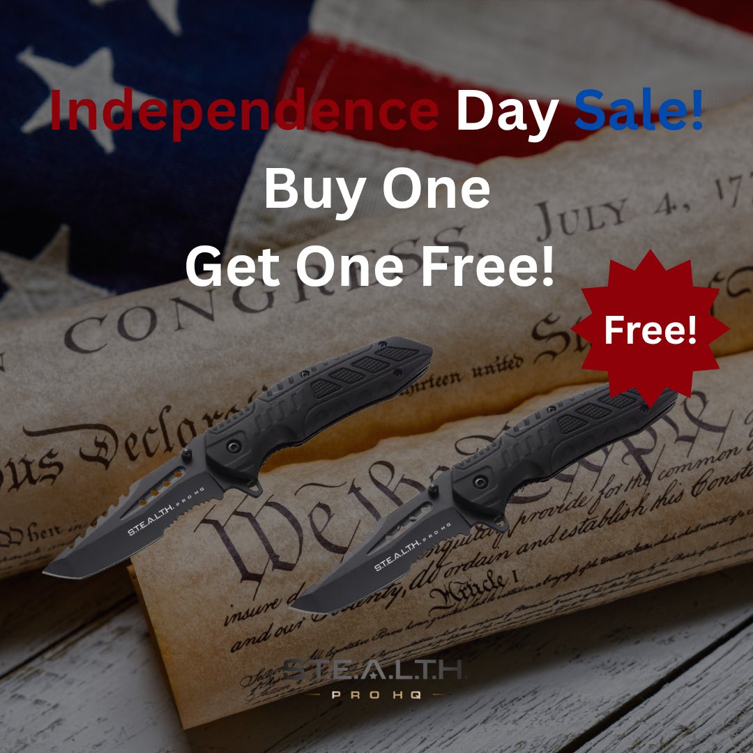 stealthprohq's tweet image. Happy Independence Day from @stealthprohq!! 🇺🇸 To celebrate, we’re excited to announce that when you buy a S.T.E.A.L.T.H. Pro HQ Backpack, IFAK Pouch, Emergency Blanket, Multi-tool, Flashlight, or Knife we’ll send you a second one for 🔔‼️FREE‼️🔔Offer valid through 7/6/25! 🇺🇸
