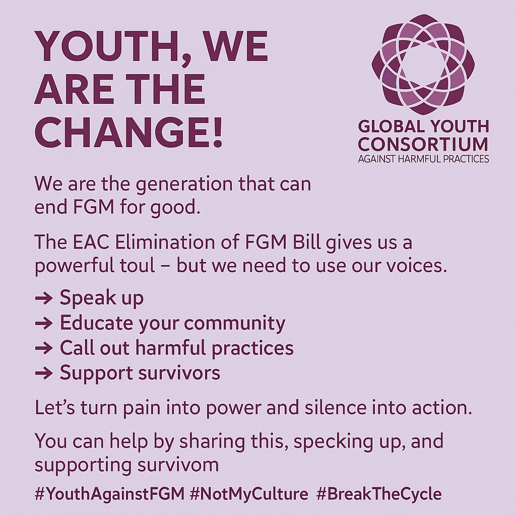 What about the voice of young people to the #EAC bill in elimination of female genital mutilation #EndFGM .

Youth Are The Change! 📢