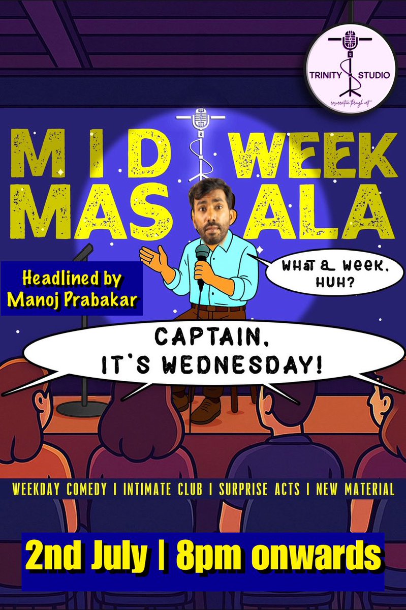 yesvenks's tweet image. Happening tonight at Trinity Studio 8:00pm onwards

Tickets 🎟️: in.bookmyshow.com/events/midweek…

#standupcomedy #openmicnights #trinitystudio #chennai #kodambakkam