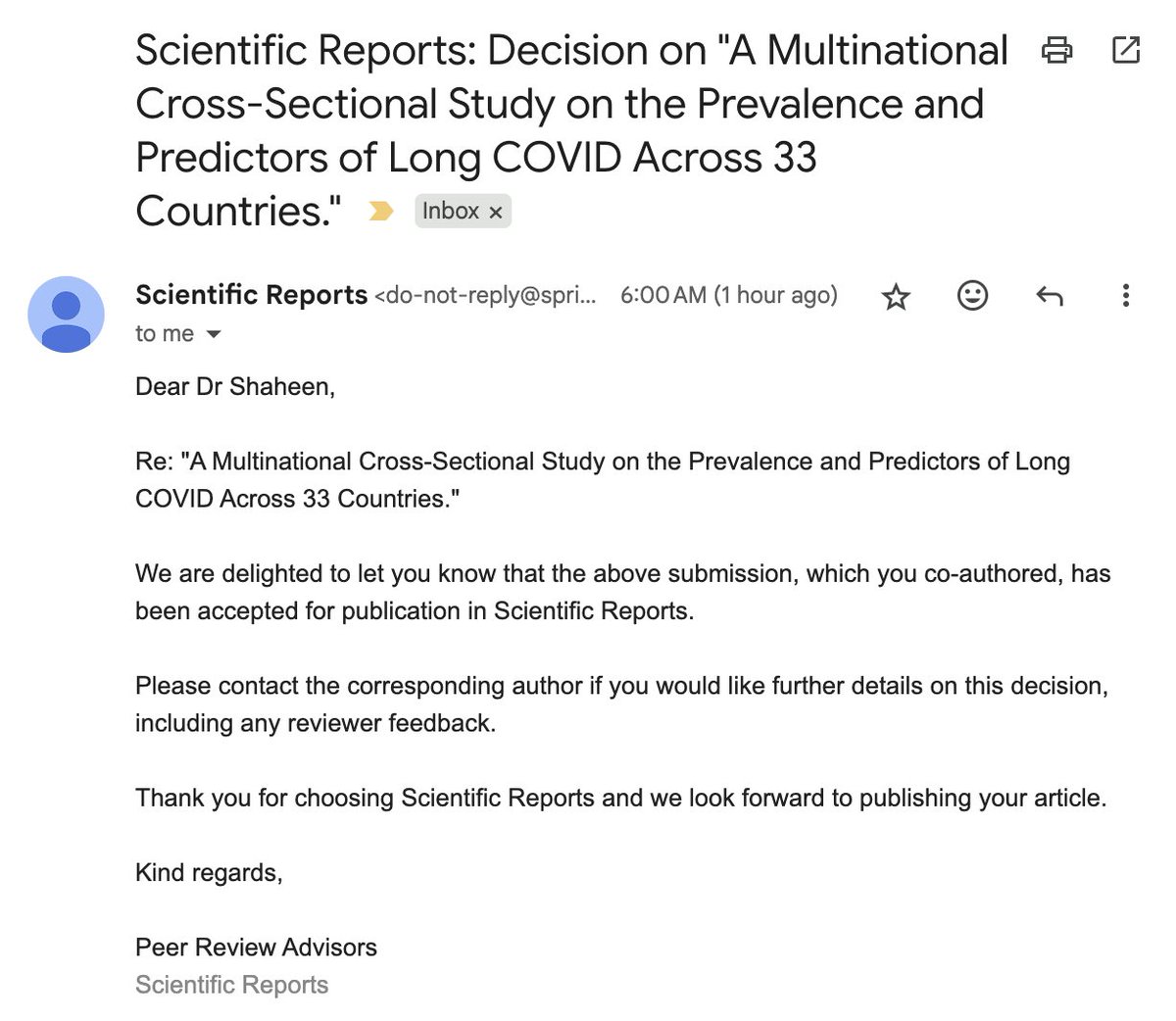 Proud to be part of our Long COVID study with Dr. AbouShouk &amp; Dr. El-Sayed — applying ML &amp; mathematical modeling on &gt;20K cases. Published in Nature, focusing on risk predictors. Big honor after our Frontiers study on epidemiological features! #LongCOVID #AI #Research