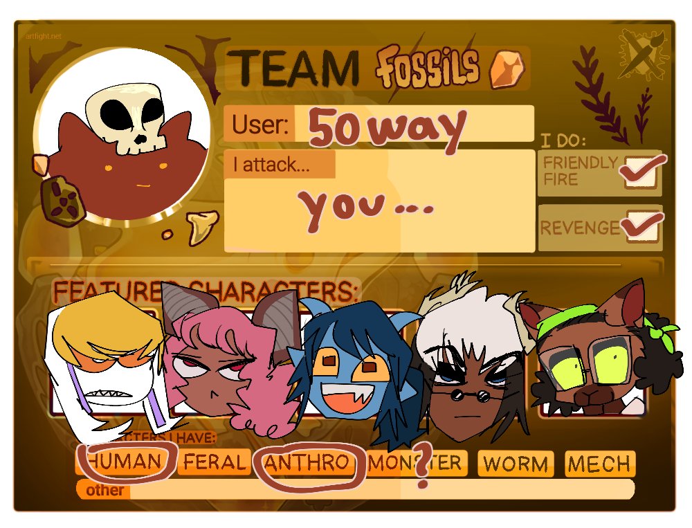 fiftyway's tweet image. doing artfight this year for reals i want to attack more than i did last year! artfight.net/~50way