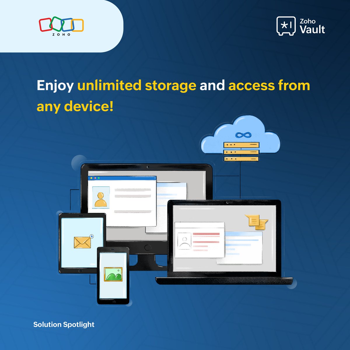ZohoVault's tweet image. No limits, just security. With Zoho Vault, store as much as you want and access it from any device. Whether you're on macOS, iOS, Windows, Android, or Linux—we've got you covered!
🔗 Download now: zurl.co/2mxBW
#SolutionSpotlight #DoMoreWithZohoVault #Cybersecurity…