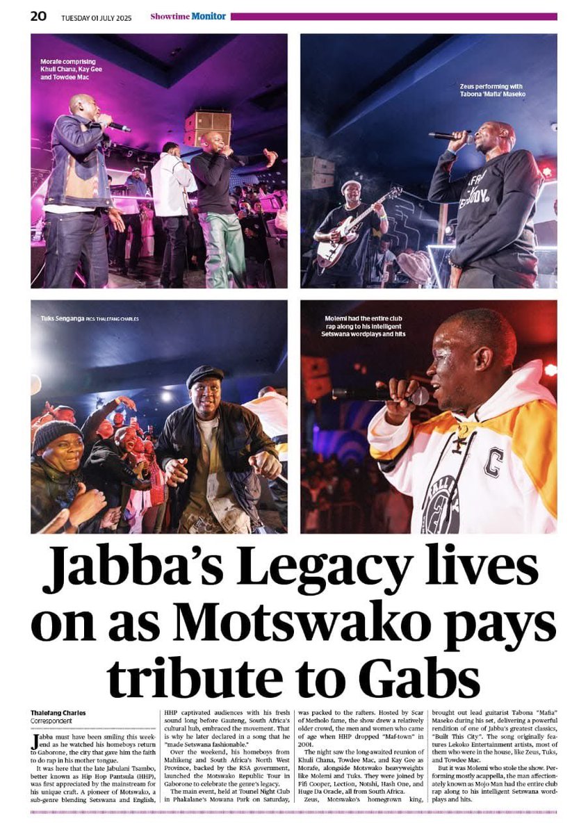 Big Up Mmegi everyday we get to the truth of how Motswako became the commerce we see. The truth, joy and the pain around what we all love the most. I agree with the who say the event must be taken to the National Stadium!?