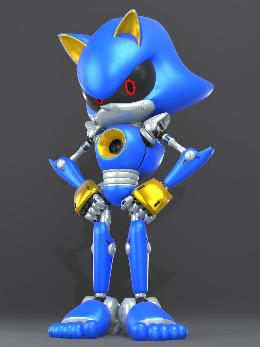 CW: #Feet 

Thought it'd be fun to use Metal Sonic for some pics, since he's not used all that often. Gave him an upgrade, now he can stomp and eat to his heart's content. (Should I give him a mouth or naw?)

#Blender #SonicTheHedgehog #MetalSonic