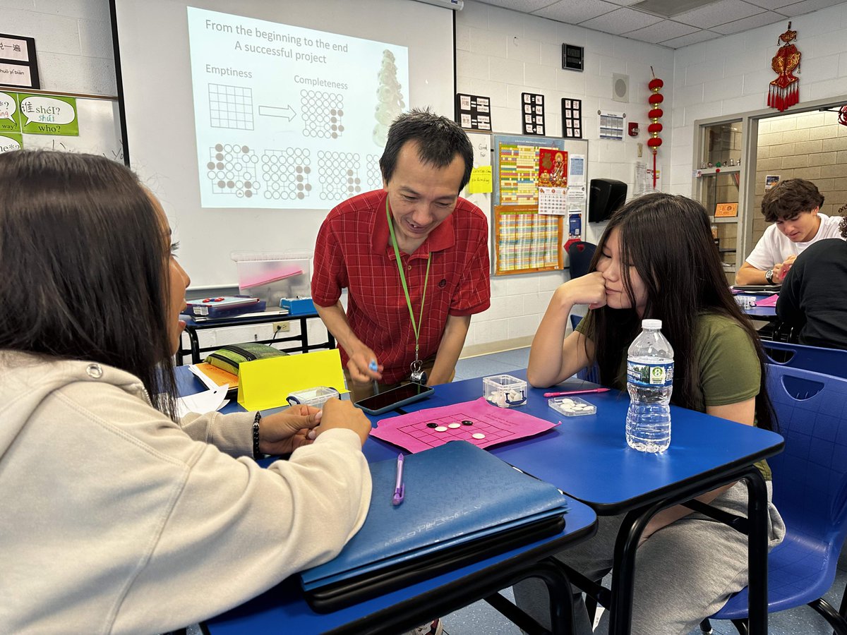 goandmath's tweet image. We taught Chicago Public School STARTALK students the game of Go. This ancient board game sparked curiosity, decision-making, strategic thinking, cultural connection, and even math! One student had learned Go at a school we visited 4 months ago — so nice to see you again!