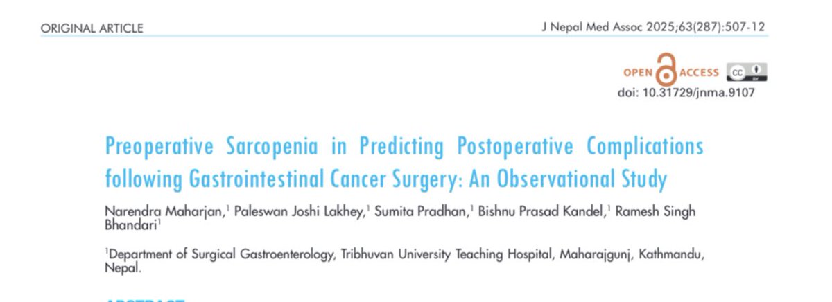 Our latest publication from Department of Surgical Gastroenterology, TUTH. Well done <a href="/NarendraMaharj8/">Narendra Maharjan</a> <a href="/IHPBA/">IHPBA</a> 
jnma.com.np/jnma/index.php…
