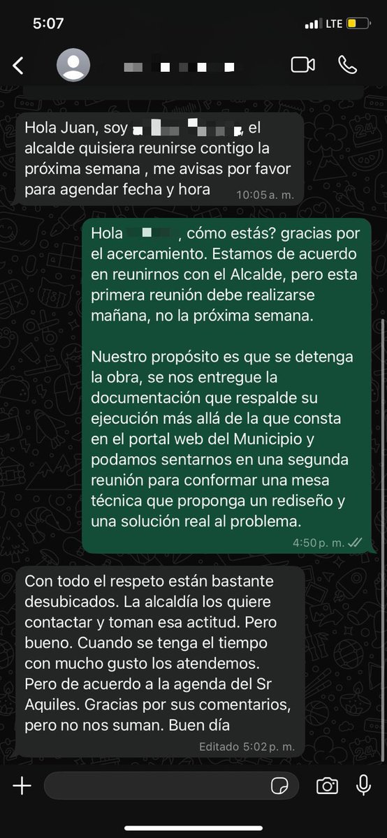 JuanYcaza1's tweet photo. Respondí cordial, pero directo, al mensaje de la Alcaldía, expresando la urgencia de que se paralice esta “obra” hasta definir un rediseño que SÍ resuelva el problema y beneficie a los guayaquileños.

Esta fue su respuesta 👇🏼

(Captura)

Como ciudadanos, no estamos pidiendo favores; estamos exigiendo lo que nos corresponde por derecho:

Transparencia y participación real en las decisiones que afectan nuestra calidad de vida.

Seguiremos firmes.
No nos vamos a rendir.
#UneteGuayaquil