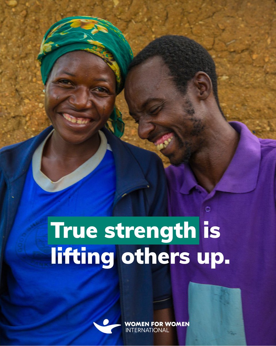 When men support women to realize their own power, everyone benefits. Families thrive and communities grow stronger. 

At Women for Women International, we work with men to rethink gender roles &amp; become advocates for equality in their homes &amp; beyond. Real change takes all of us.