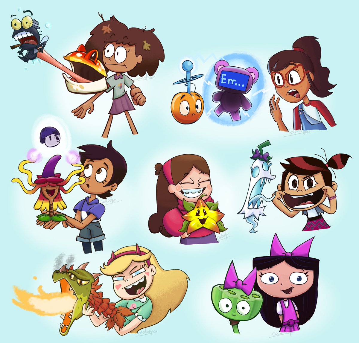 There is a plant for everyone #1

#pvz #plantsvszombies 
#fanart #crossover #amphibia #haileysonit #theowlhouse #gravityfalls #tgamm #svtfoe #phineasandferb