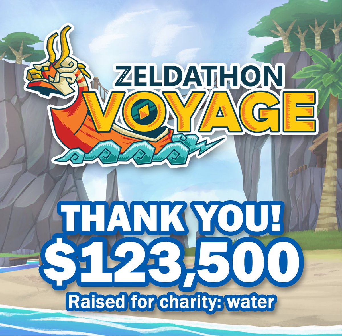 Our final total for Zeldathon Voyage is $123,500! 

Thank you for helping us fund 12 water projects for <a href="/charitywater/">charity: water</a> 🤍