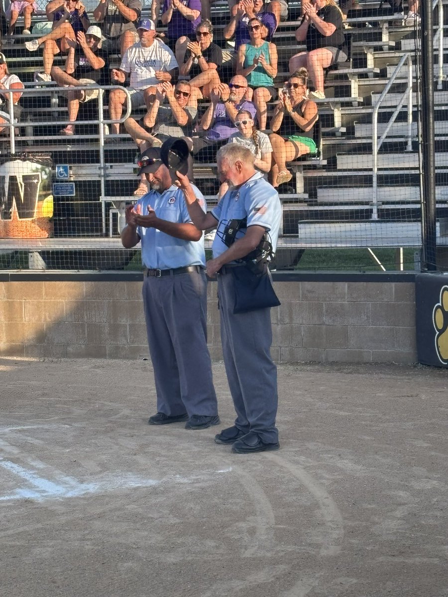 WintersetHusky's tweet image. We were able to honor a legend tonight at Steve Corkrean Field as veteran umpire, Stan Siebke, is umpiring his final game as Winterset takes on Norwalk! Thank you for 50 years as an official and 34 as an umpire, Stan! Job well done! @IGHSAU