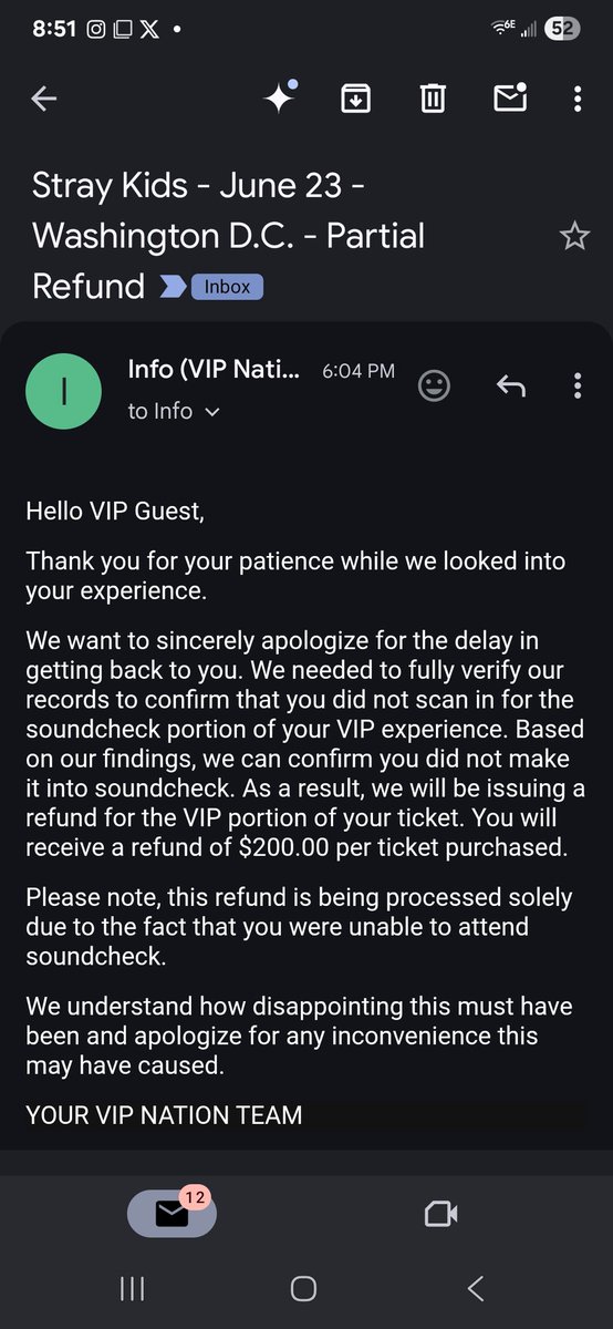 Evo750's tweet photo. Update @VIPNation @LiveNation reached out to confirm I would be r receiving partial refund of $200 per ticket purchased due to missed soundcheck. #dominATE_dc https://t.co/t0JEJIUbgu