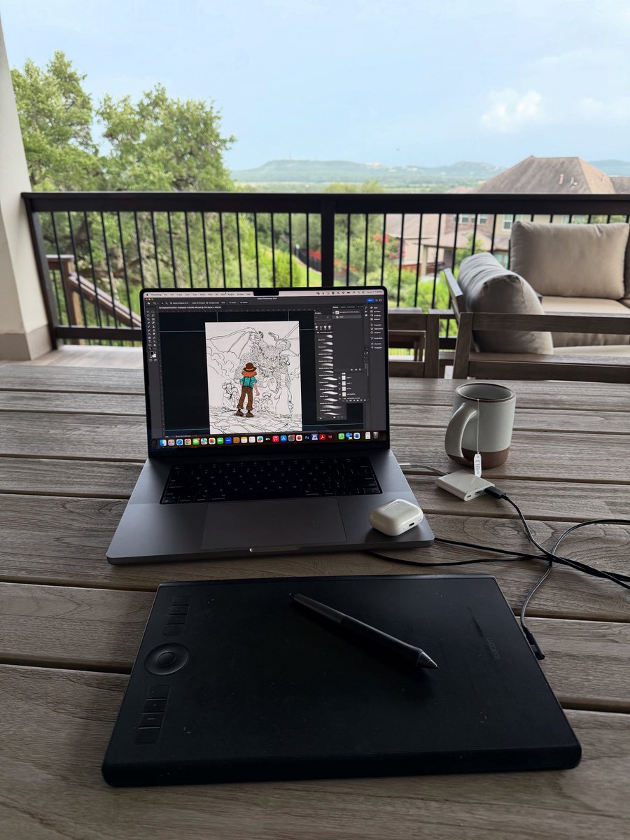 boltcity's tweet image. Coloring more Boring Book art while on the patio. Beautiful evening in San Antonio.